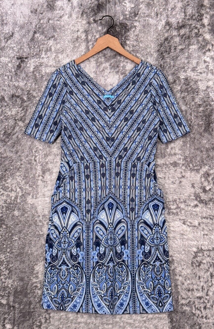 J McLaughlin Dress XS Womens Catalina Cloth Print Short Sleeve V Neck Mini